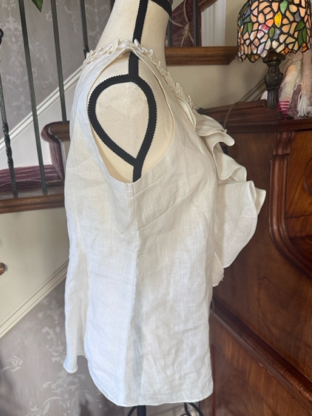MARINA LUNA LADIES 100% linen blouse excellent condition size medium - Picture 5 of 7